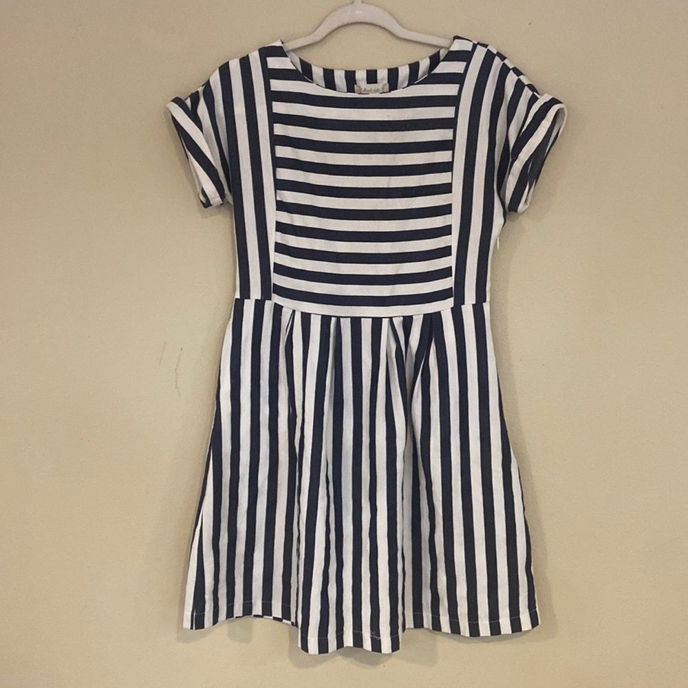 Altar'd State Navy and White Striped Midi Dress
